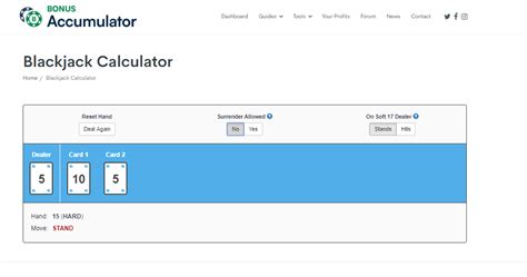 blackjack calculator profit accumulator.